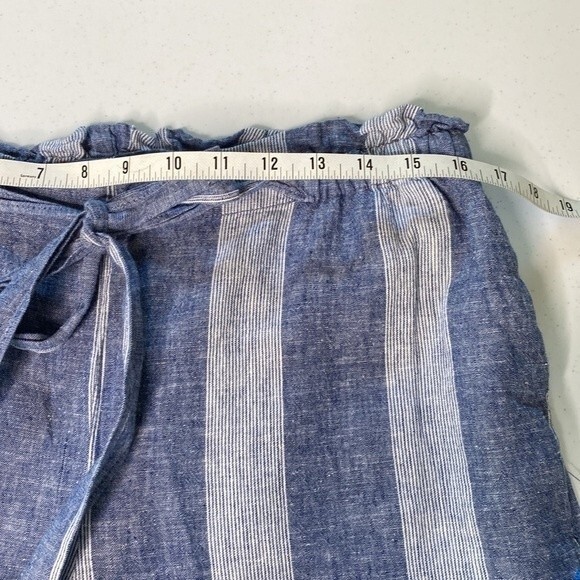 Beachlunchlounge Giavanna Stripe Linen Paper-Bag Tie Waist Pant Pull On Coastal - Picture 12 of 16